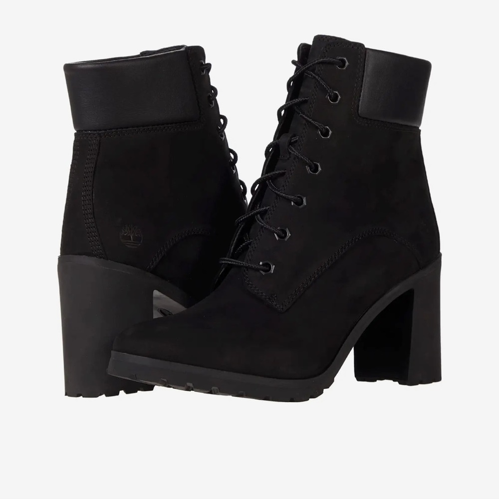 Timberland Lace-up heeled boot, Black Nubuck, size 8